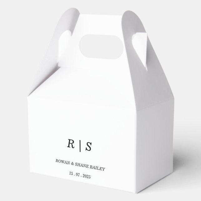 Elegantes Schwarz-Weiß-Monogramm-Gastgeschenk Hoch Geschenkschachtel (Vorderseite)