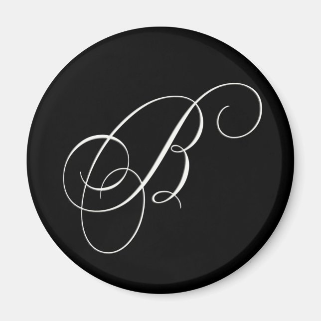 Elegantes Schwarz-Weiß-Monogramm - Initial B Magnet (Vorne)