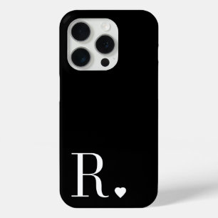Elegantes Schwarz-Weiß-Monogramm-Initial Case-Mate iPhone Hülle