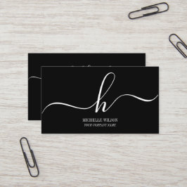 Elegantes Schwarz-Weiß-Monogramm Initiale Schriftn Visitenkarte