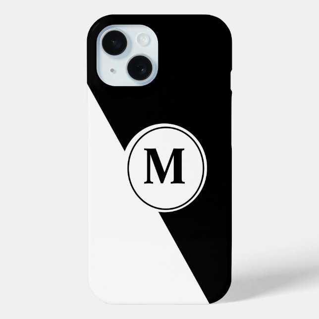 Elegantes Schwarz-Weiß-Monogramm-iPhone-Case Case-Mate iPhone Hülle (Rückseite)
