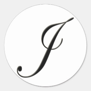 Elegantes Schwarz-Weiß-Monogramm J Runder Aufkleber