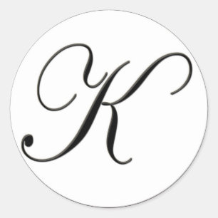 Elegantes Schwarz-Weiß-Monogramm K Runder Aufkleber