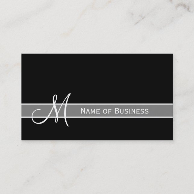 Elegantes Schwarz-Weiß-Monogramm mit Namen Visitenkarte (Vorderseite)