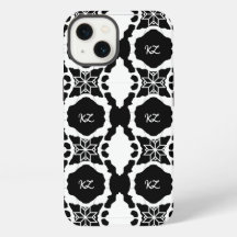 Elegantes Schwarz-Weiß-Monogramm-Muster