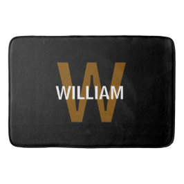 Elegantes Schwarz-Weiß-Monogramm Name Badematte