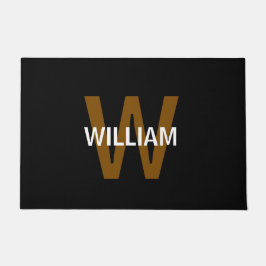 Elegantes Schwarz-Weiß-Monogramm Name Fußmatte