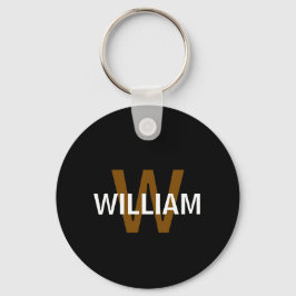 Elegantes Schwarz-Weiß-Monogramm Name Schlüsselanhänger