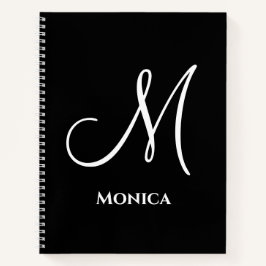 Elegantes Schwarz-Weiß-Monogramm  Notizbuch