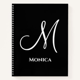 Elegantes Schwarz-Weiß-Monogramm Notizbuch