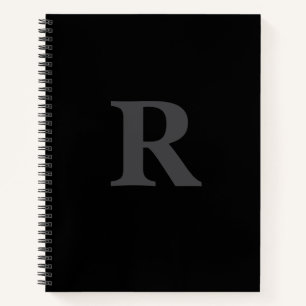 Elegantes Schwarz-Weiß-Monogramm  Notizbuch