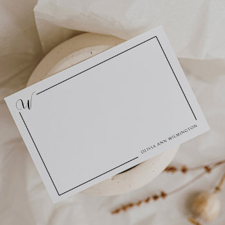 Elegantes Schwarz-Weiß-Monogramm personalisiert Mitteilungskarte