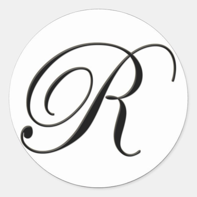 Elegantes Schwarz-Weiß-Monogramm R Runder Aufkleber (Vorderseite)