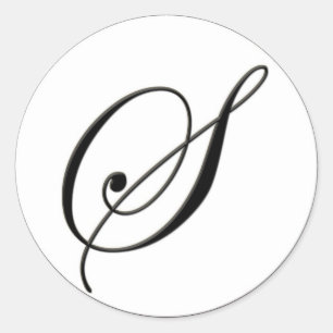 Elegantes Schwarz-Weiß-Monogramm S Runder Aufkleber