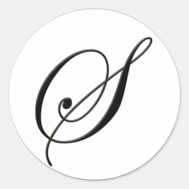 Elegantes Schwarz-Weiß-Monogramm S Runder Aufkleber (Vorderseite)
