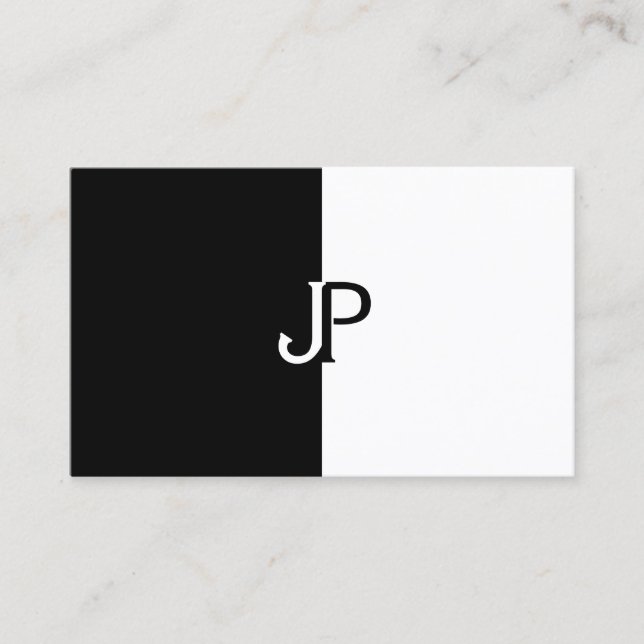 Elegantes Schwarz-Weiß-Monogramm-Template modern Visitenkarte (Vorderseite)