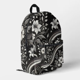 Elegantes Schwarz-Weiß-Muster Bedruckter Rucksack
