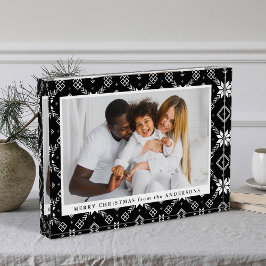 Elegantes Schwarz-Weiß-Nordic Snowflake Weihnachte Fotoblock