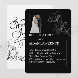 Elegantes Schwarz-Weiß-Overlay-Bild Hochzeit 2026 Einladung