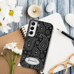 Elegantes Schwarz-Weiß-Paisley – Retro-Osten Samsung Galaxy Hülle