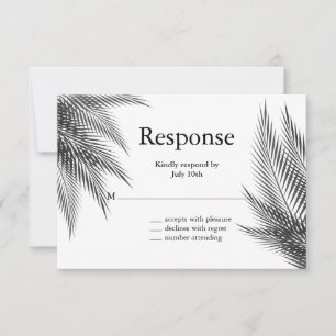 Elegantes Schwarz-Weiß-Palm-Blätter UAWG RSVP Karte