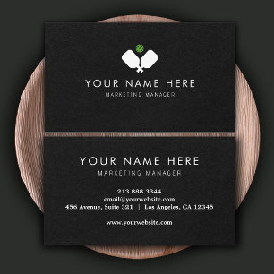 Elegantes Schwarz-Weiß-Pickleball Visitenkarte