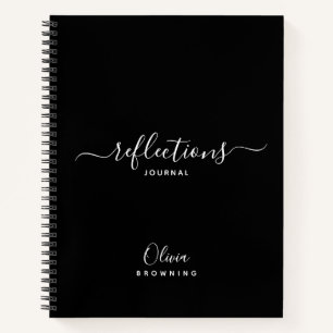 Elegantes Schwarz-Weiß-Reflektionsblatt Notizbuch