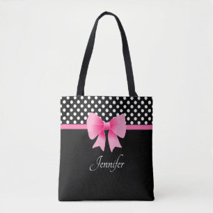 Elegantes Schwarz-Weiß-Rosafarbenes Band Tasche