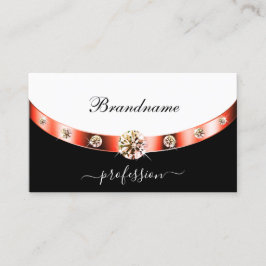 Elegantes Schwarz-Weiß-Rose-Gold mit Monogramm Visitenkarte
