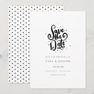 Elegantes Schwarz-Weiß-Save-the-Date-Manuskript Einladung