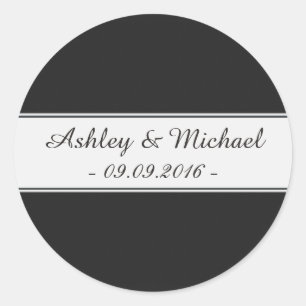 Elegantes Schwarz & Weiß Save the Date Runder Aufkleber