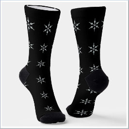 Elegantes Schwarz-Weiß-Schneeflockenmuster Socken