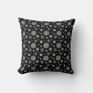 Elegantes Schwarz-Weiß-Schneemuster Winter Kissen