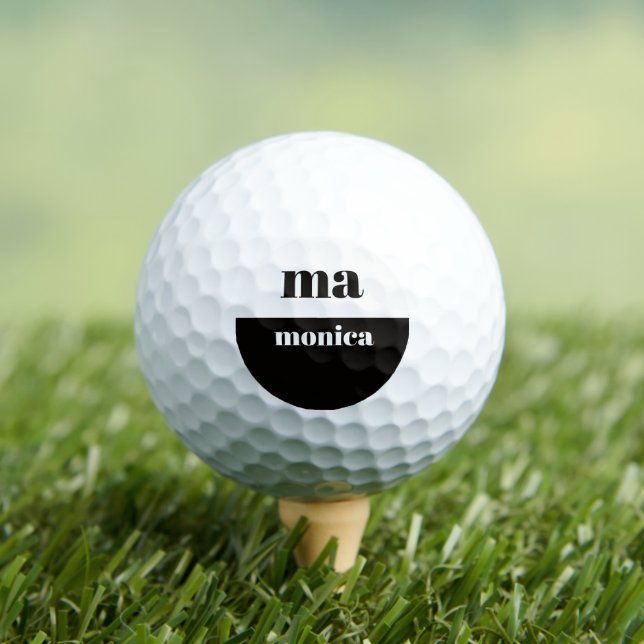 elegantes Schwarz-Weiß-Schrift-Monogramm-Initiale Golfball (Insitu T-Shirt)