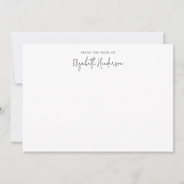 Elegantes Schwarz-Weiß-Script Mitteilungskarte (Vorderseite)