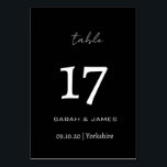 Elegantes Schwarz-Weiß-Script Personalisiert Tischnummer<br><div class="desc">Elegante Personalisierte Tischnummer für Schwarz und Weiß</div>
