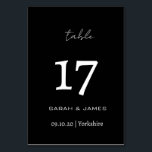Elegantes Schwarz-Weiß-Script Personalisiert Tischnummer<br><div class="desc">Elegante Personalisierte Tischnummer für Schwarz und Weiß</div>