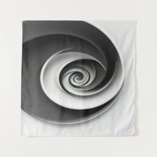 Elegantes Schwarz-Weiß-Spiral-Abstraktdesign,  Wandteppich