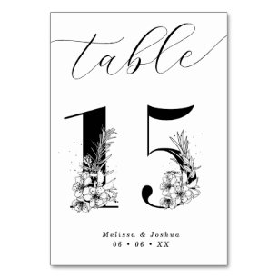 Elegantes Schwarz-Weiß-Tabelle 15 Tischnummer