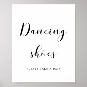 Elegantes Schwarz-Weiß Tanzschuh Hochzeitszeichen Poster
