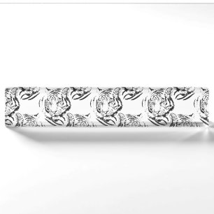 Elegantes Schwarz-Weiß-Tiger-Head Print Design Namensplakette