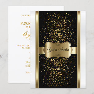 Elegantes Schwarz, Weiß und Gold Einladung