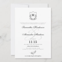 Elegantes Schwarz-Weiß-Wappen Hochzeit
