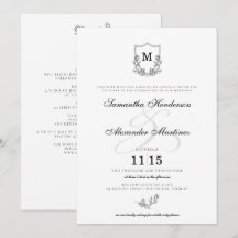 Elegantes Schwarz-Weiß-Wappen mit Details Hochzeit