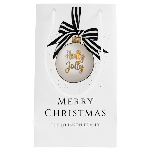 Elegantes Schwarz-Weiß Weihnachtsbaum Kleine Geschenktüte (Vorderseite)