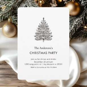 "Elegantes Schwarz-Weiß-Weihnachtsbaum-Party Einladung