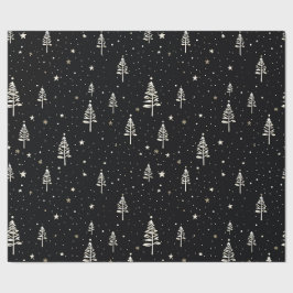 Elegantes Schwarz-Weiß-Weihnachtsbaummuster Geschenkpapier