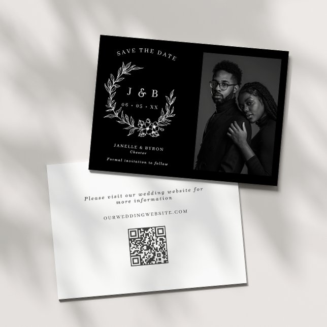 Elegantes Schwarz-Weiß-Weiß-Foto Save The Date (Von Creator hochgeladen)