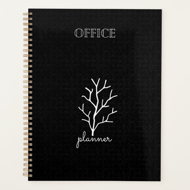 Elegantes Schwarz-weißes Büro Planer (Vorderseite)