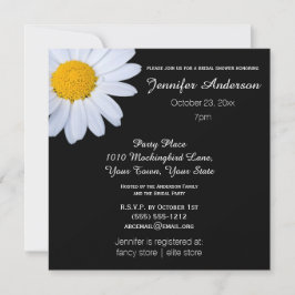 Elegantes Schwarz-weißes Daisy Theme Brautparty Einladung